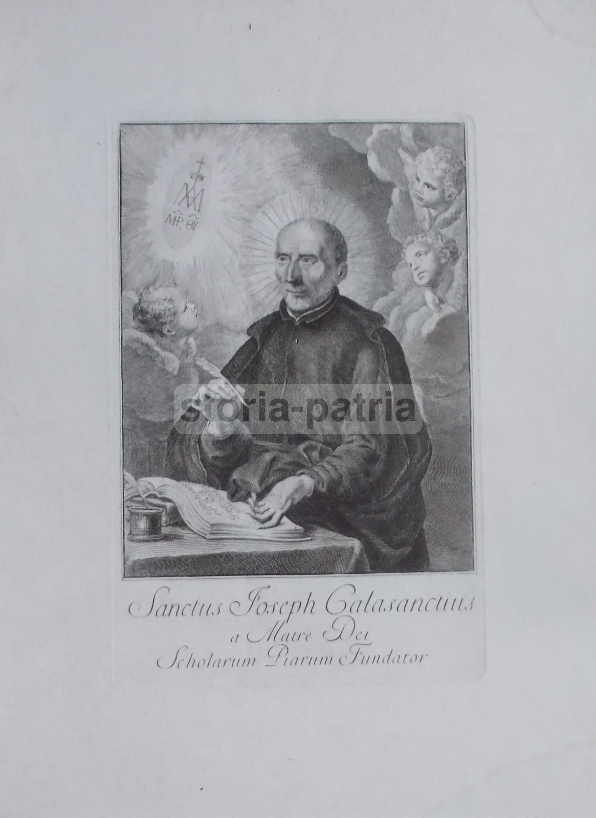 Stampa Devozionale San Giuseppe Calasanzio Scuole Pie Incisione 800