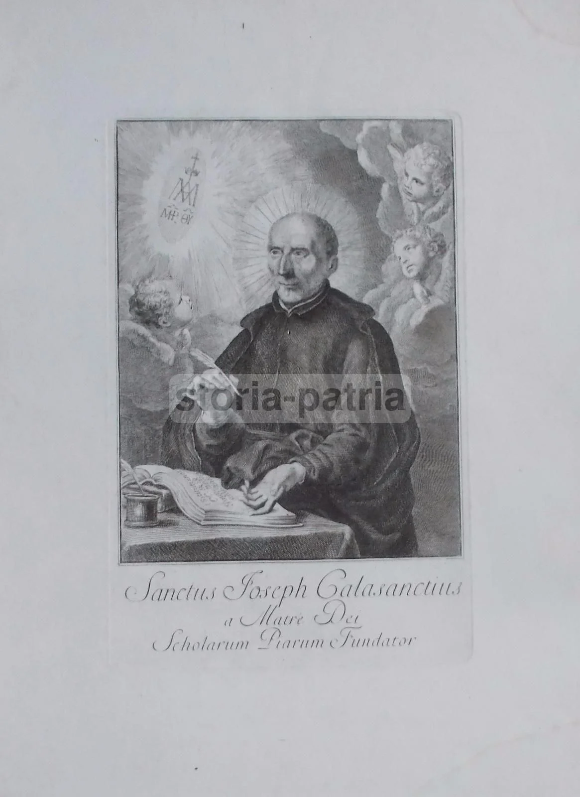 Devotional Print of Saint Joseph Calasanz, Piarist Schools, 1800s Engraving