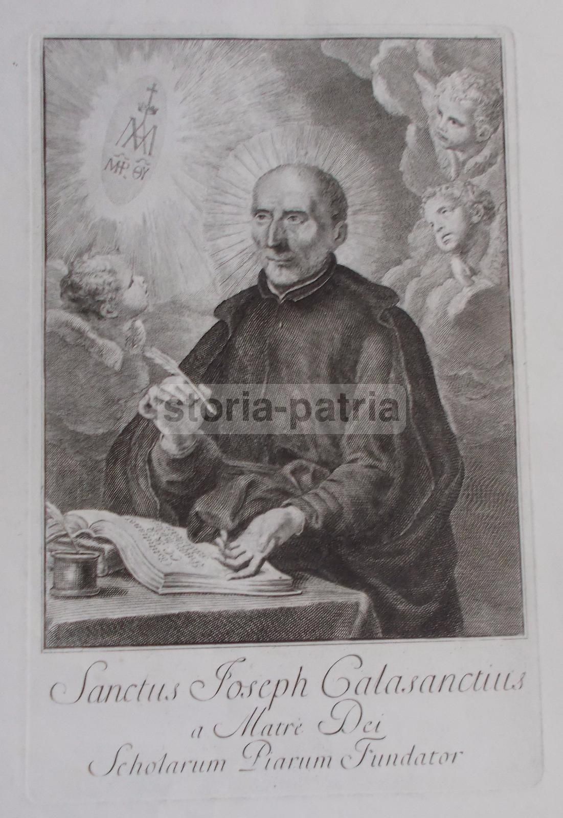 Stampa Devozionale San Giuseppe Calasanzio Scuole Pie Incisione 800