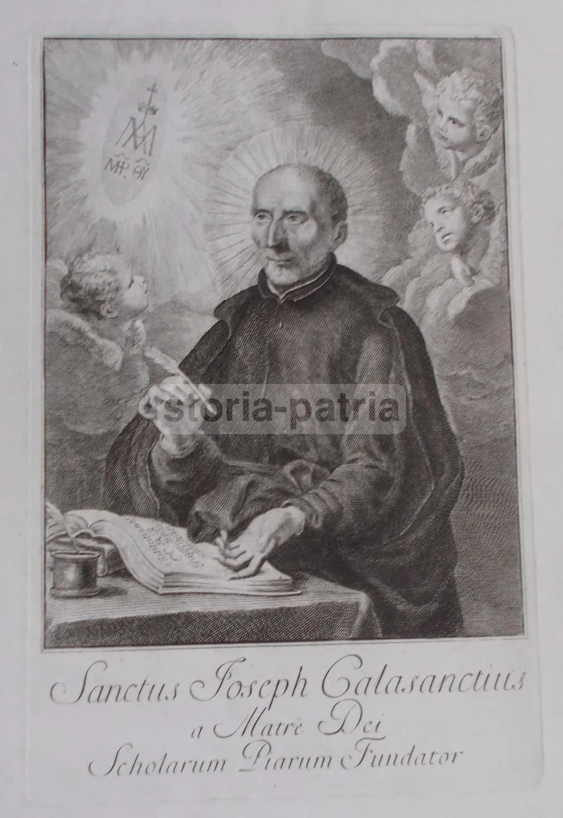 Devotional Print of Saint Joseph Calasanz, Piarist Schools, 1800s Engraving