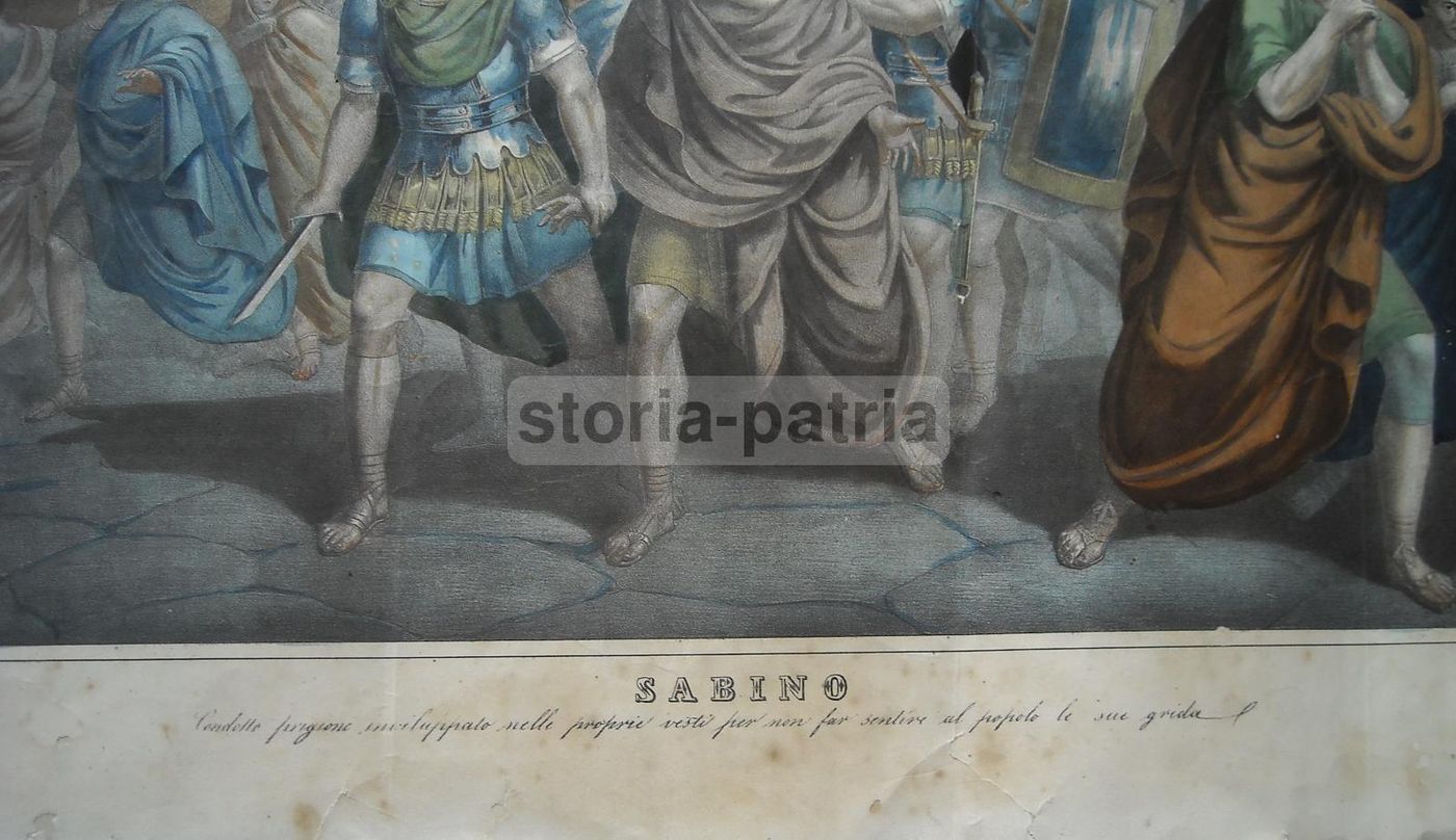 Litografia Antica Di San Sabino, Soldati Romani E Architetture, Puglia, XIX Secolo