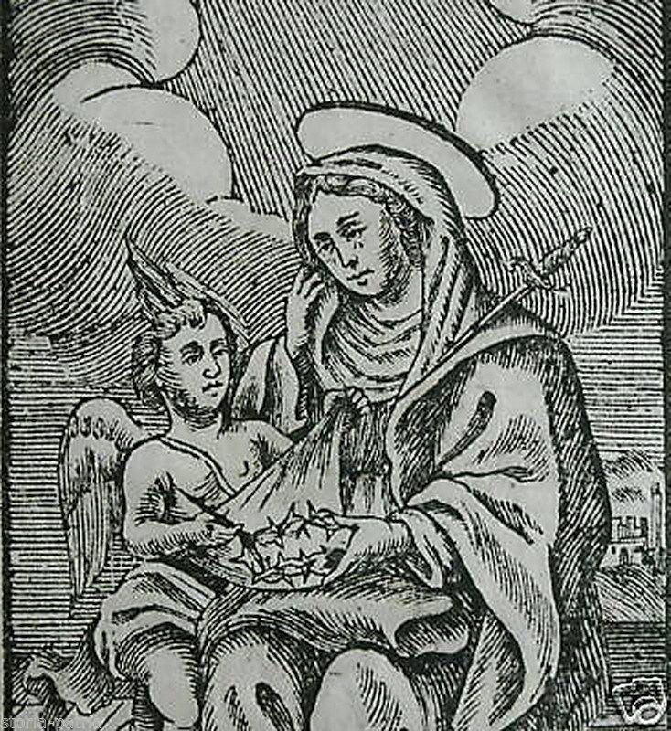 Stampa Xilografica Madonna Addolorata, XVII XVIII Secolo