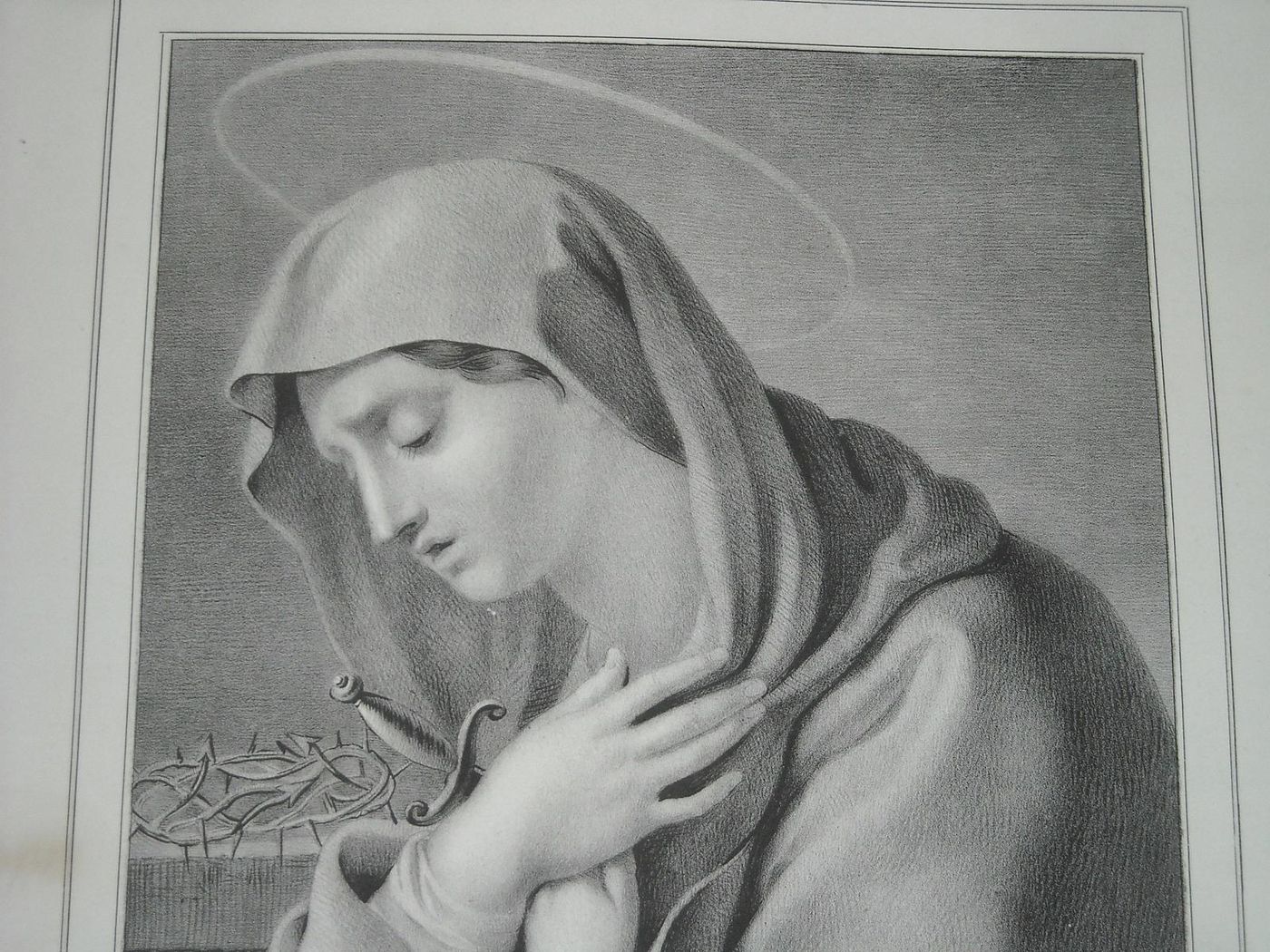 Litografia Mater Dolorosa, Soggetto Da Guercino, Dolfino, XIX Secolo