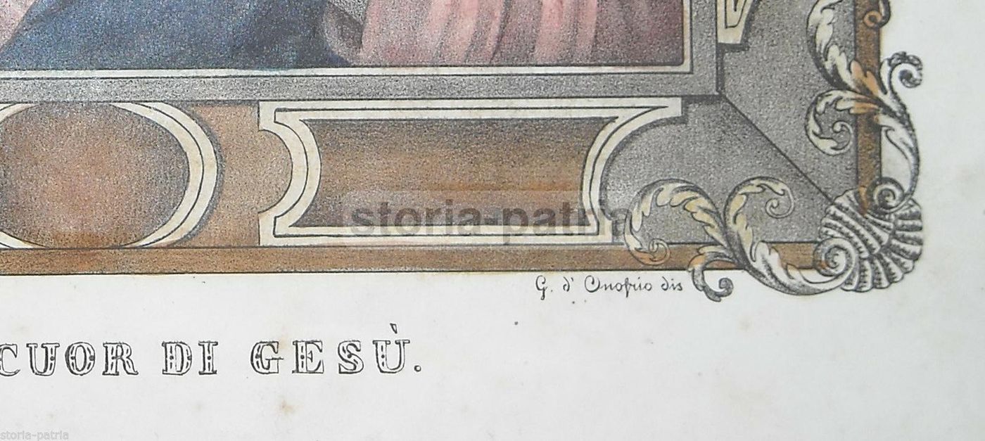 Stampa Devozionale Sacro Cuore Di Gesù Sutera d'Onofrio 1800