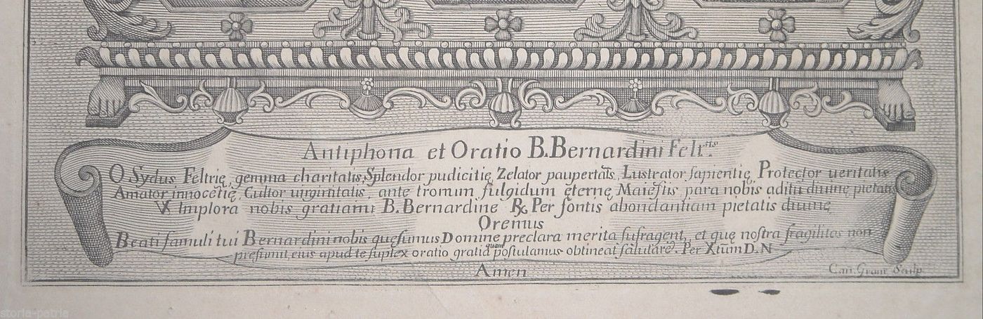 Stampa Devozionale Antica Del Beato Bernardino Da Feltre, Metà XIX Secolo