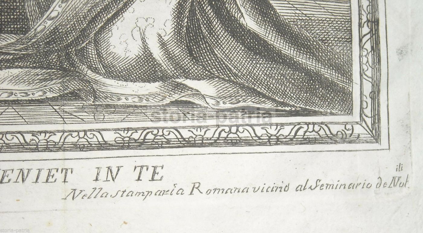 Antica Incisione Dell'Annunciazione "Spiritus Sanctus" Di Ciro Tipaldi, XVIII Secolo
