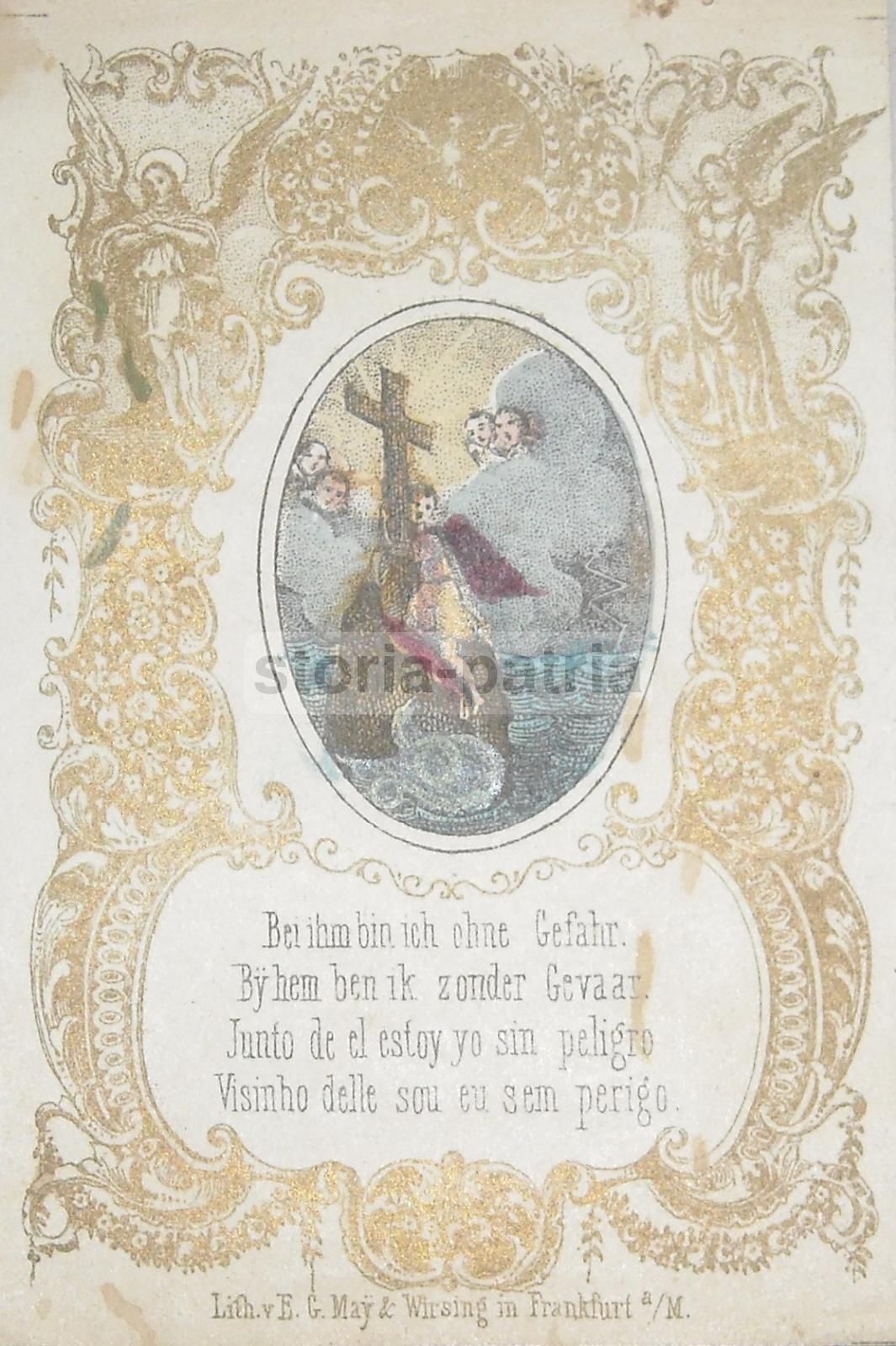 Stampa Devozionale Antica Cromolitografica, May Wirsing, XIX Secolo