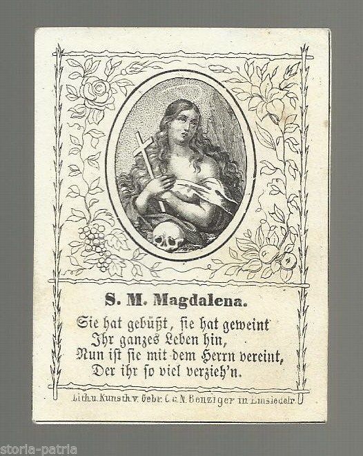 Antica Stampa Devozionale Santa Maria Maddalena, Litografia, XIX Secolo