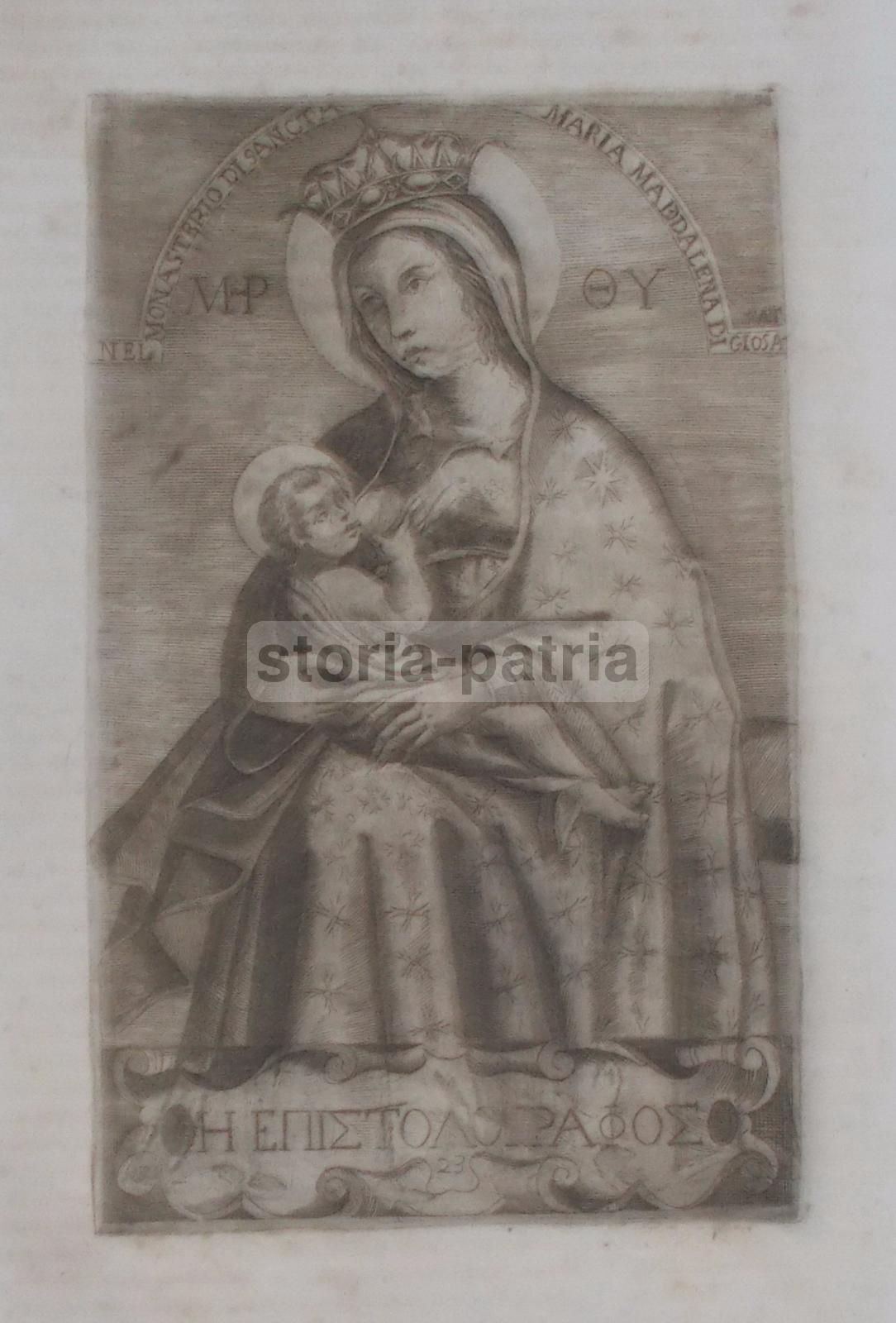 Antica Stampa Madonna Con Bambino: Monastero Di Sancta Maria Maddalena