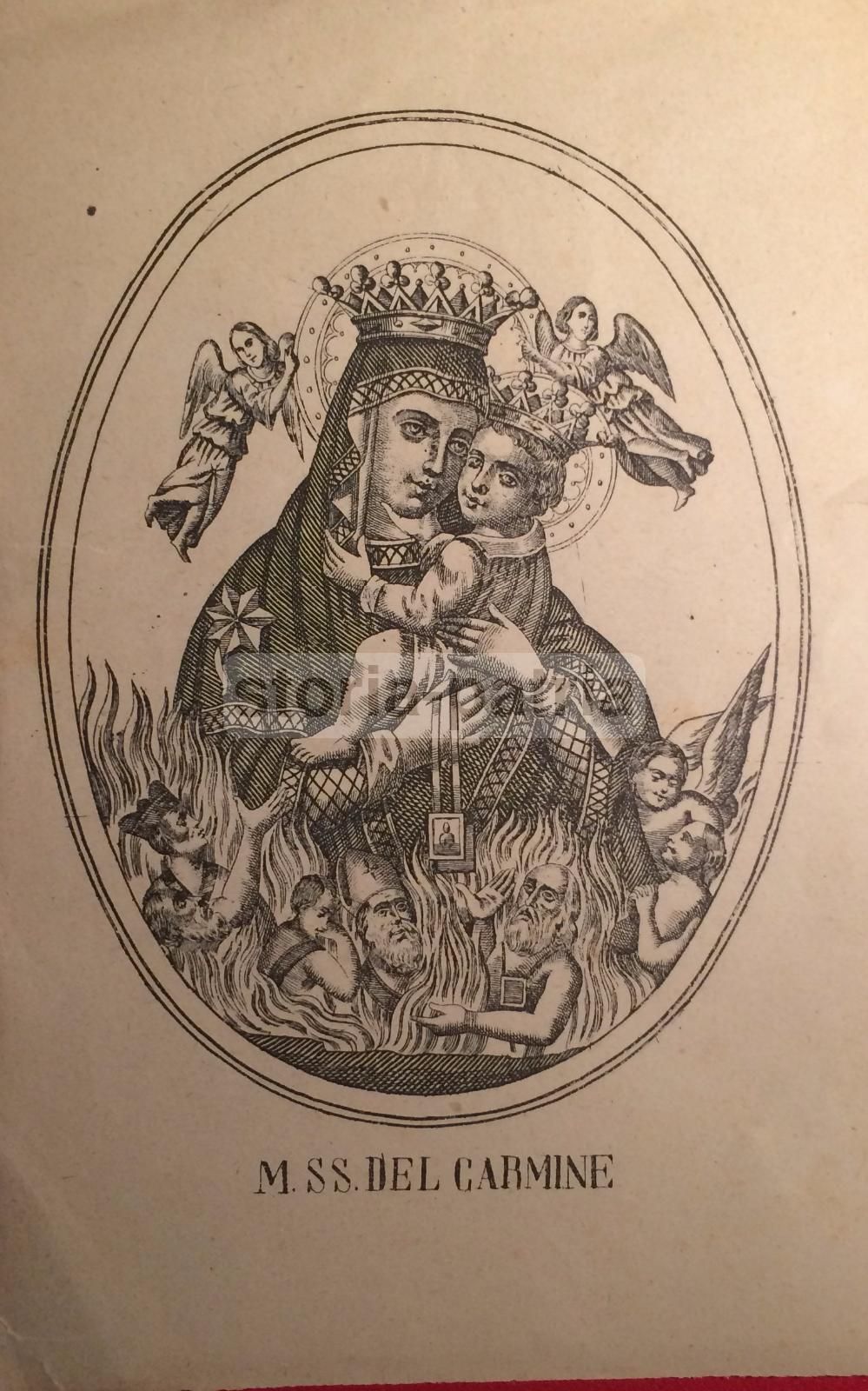 Stampa Litografica Madonna Del Carmine, Fine '800, Napoli