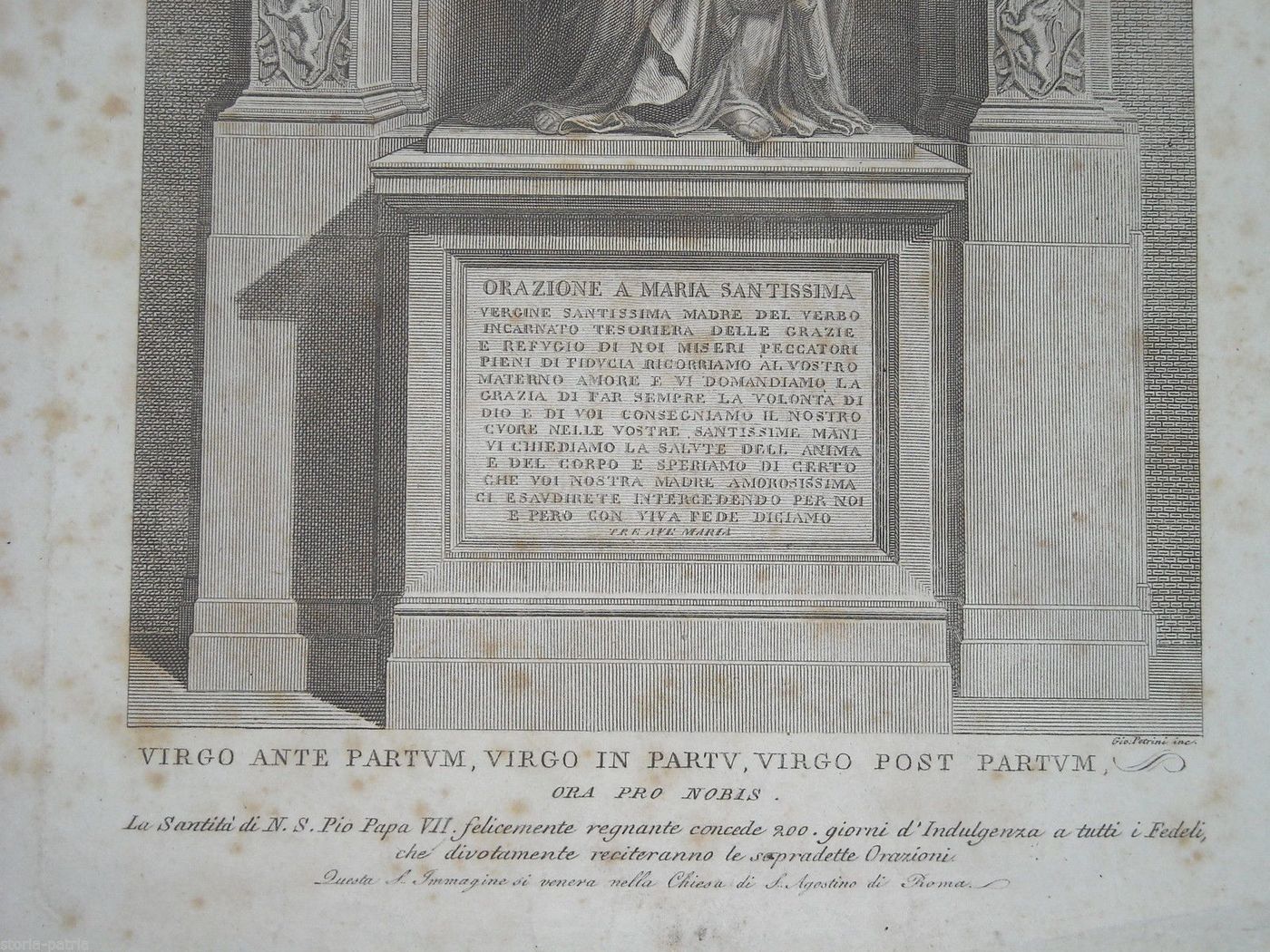 Stampa Devozionale Madonna Del Parto Petrini Acquaforte 800