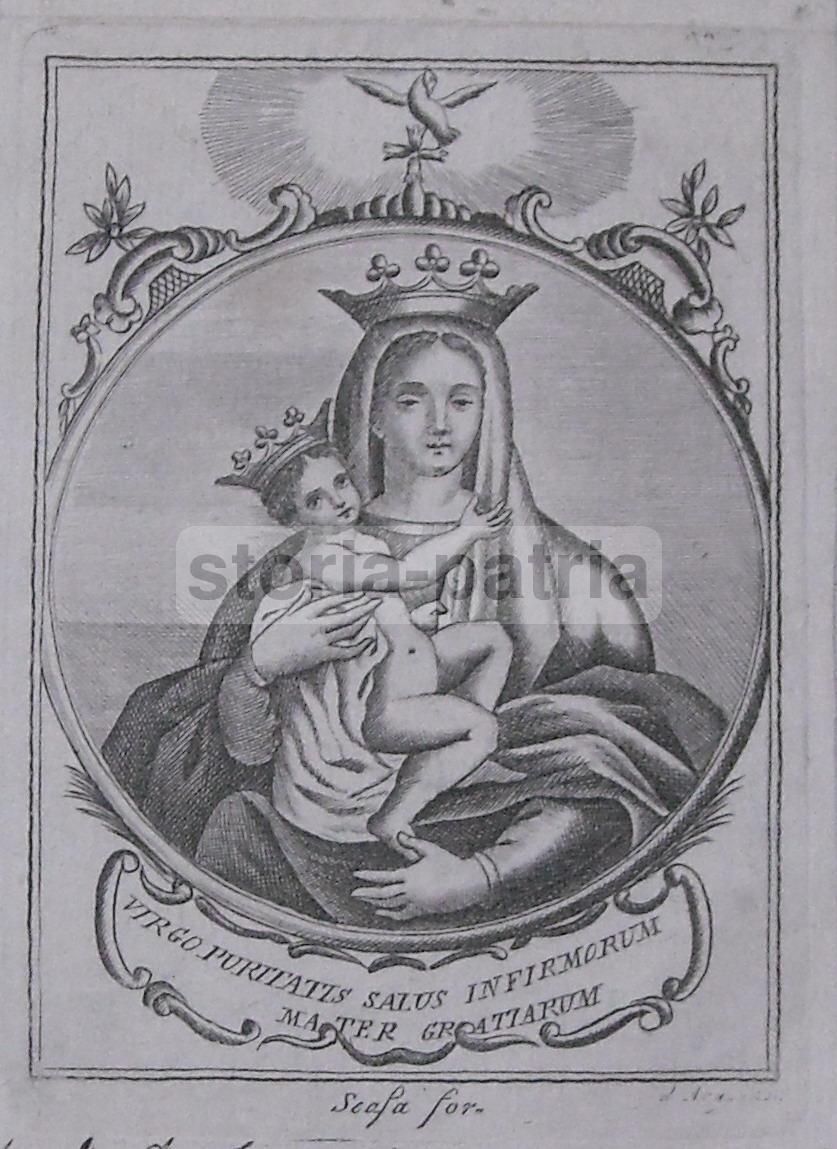 Stampa Devozionale Madonna Della Purità, Incisione All'Acquaforte, 1820 Circa