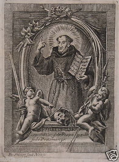 Incisione Antica Del Beato Fedele, Petrini, Stampa Devozionale Del XVIII Secolo