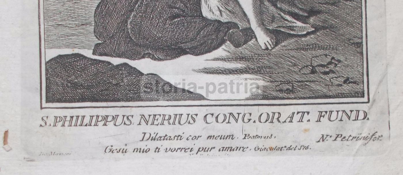 Incisione Antica Di San Filippo Neri, N. Petrini, XVIII Secolo
