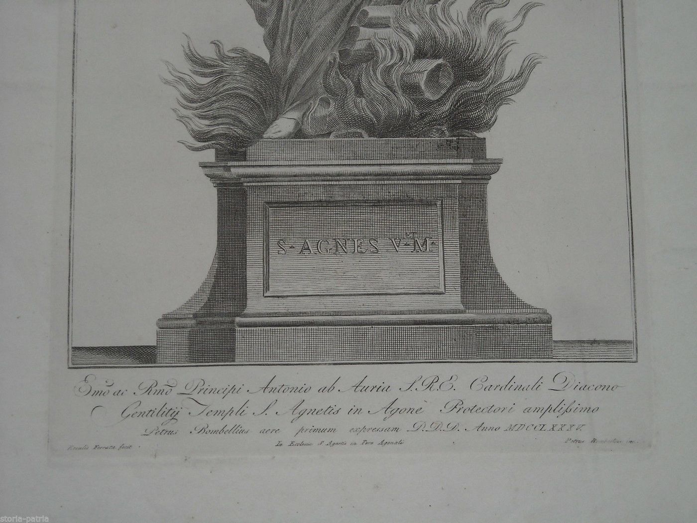 Stampa Antica Di Sant'Agnese In Agone, Pietro Bombelli Da Ercole Ferrata, 1785