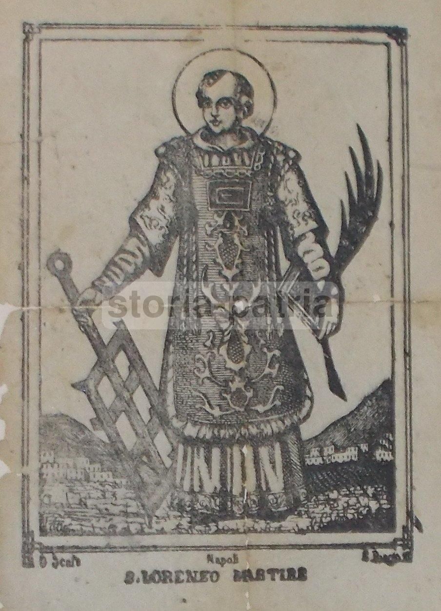 Stampa Litografica San Lorenzo Martire, Napoli, Scafa, XIX Secolo