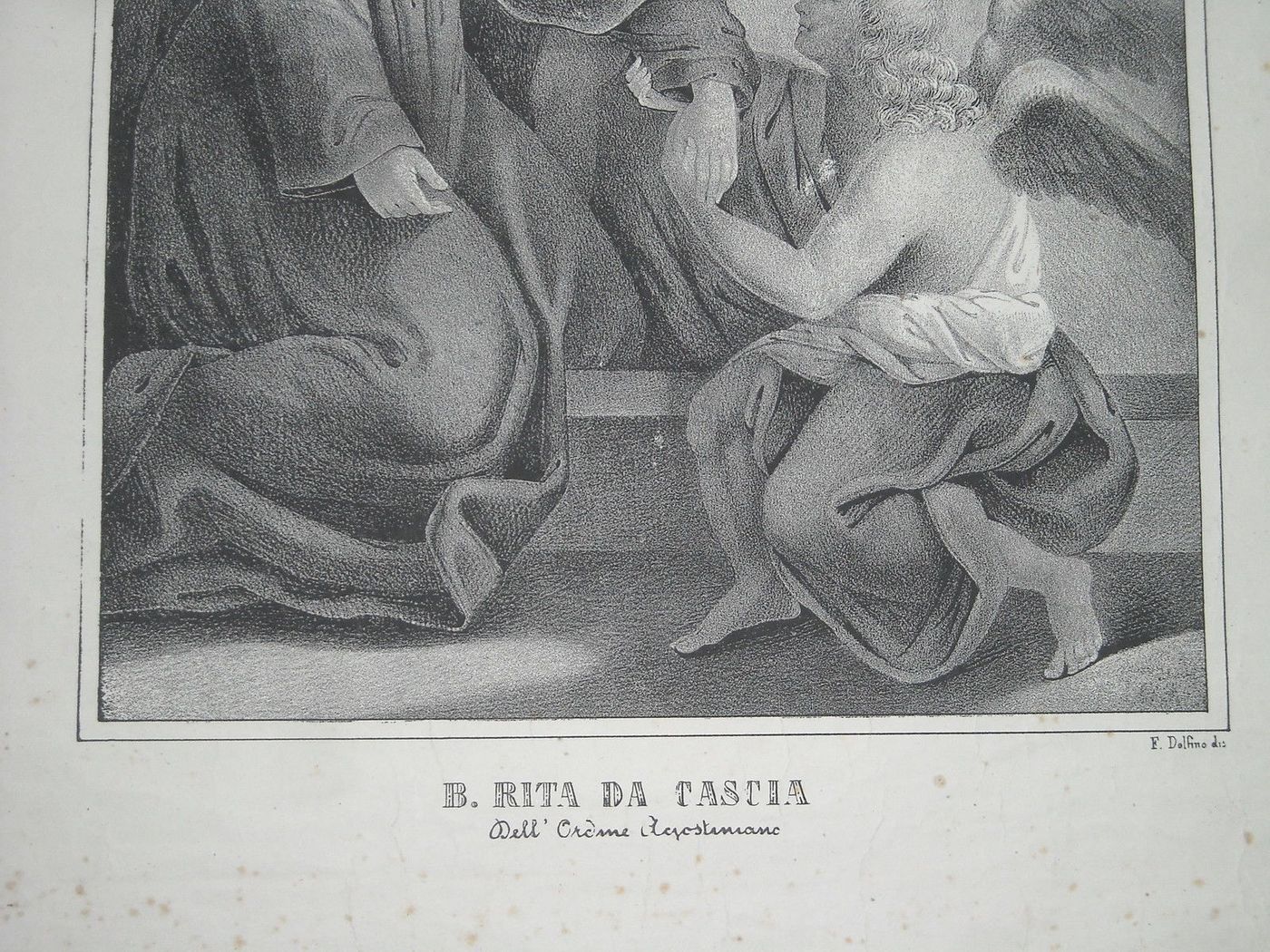 Stampa Antica Santa Rita Da Cascia Litografia Ottocento Dolfino