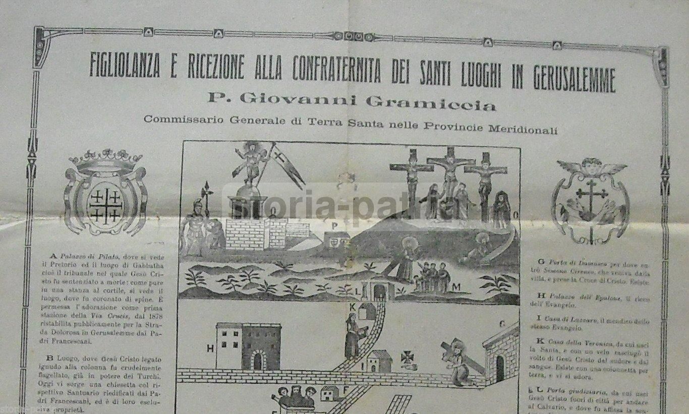 Stampa Devozionale Terra Santa P. Gramiccia Napoli Primo '900