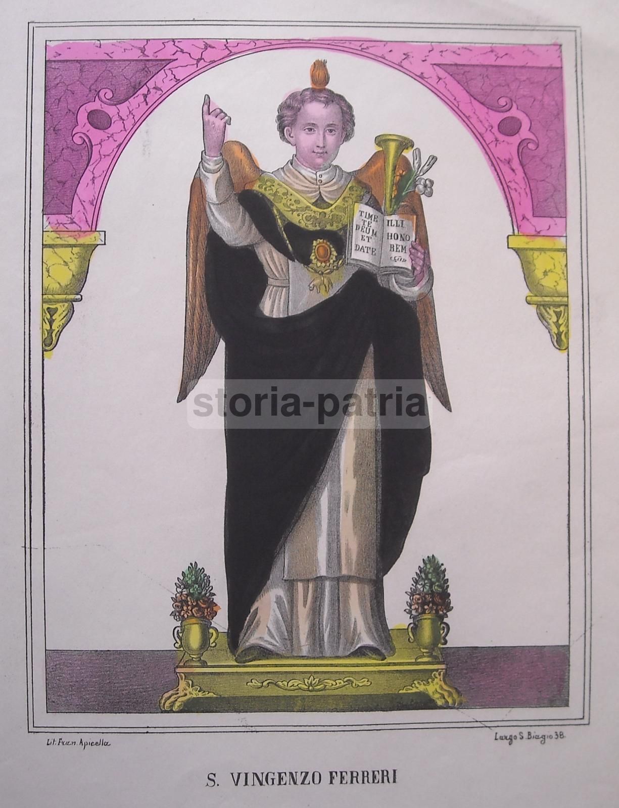 Antica Stampa Litografica San Vincenzo Ferreri, Napoli, XIX Secolo