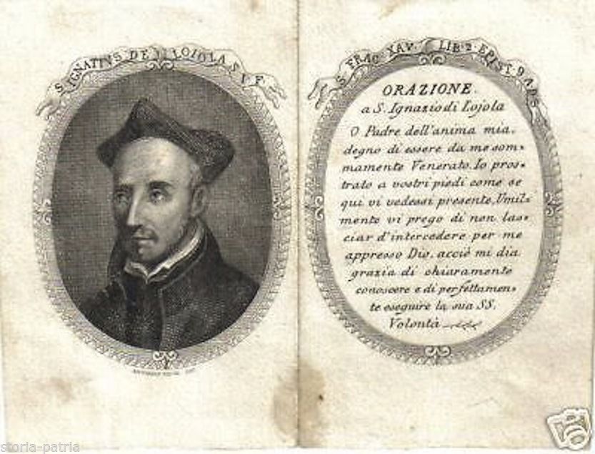 Stampa Popolare Sant'Ignazio Di Loyola, Incisione Costa, XIX Secolo