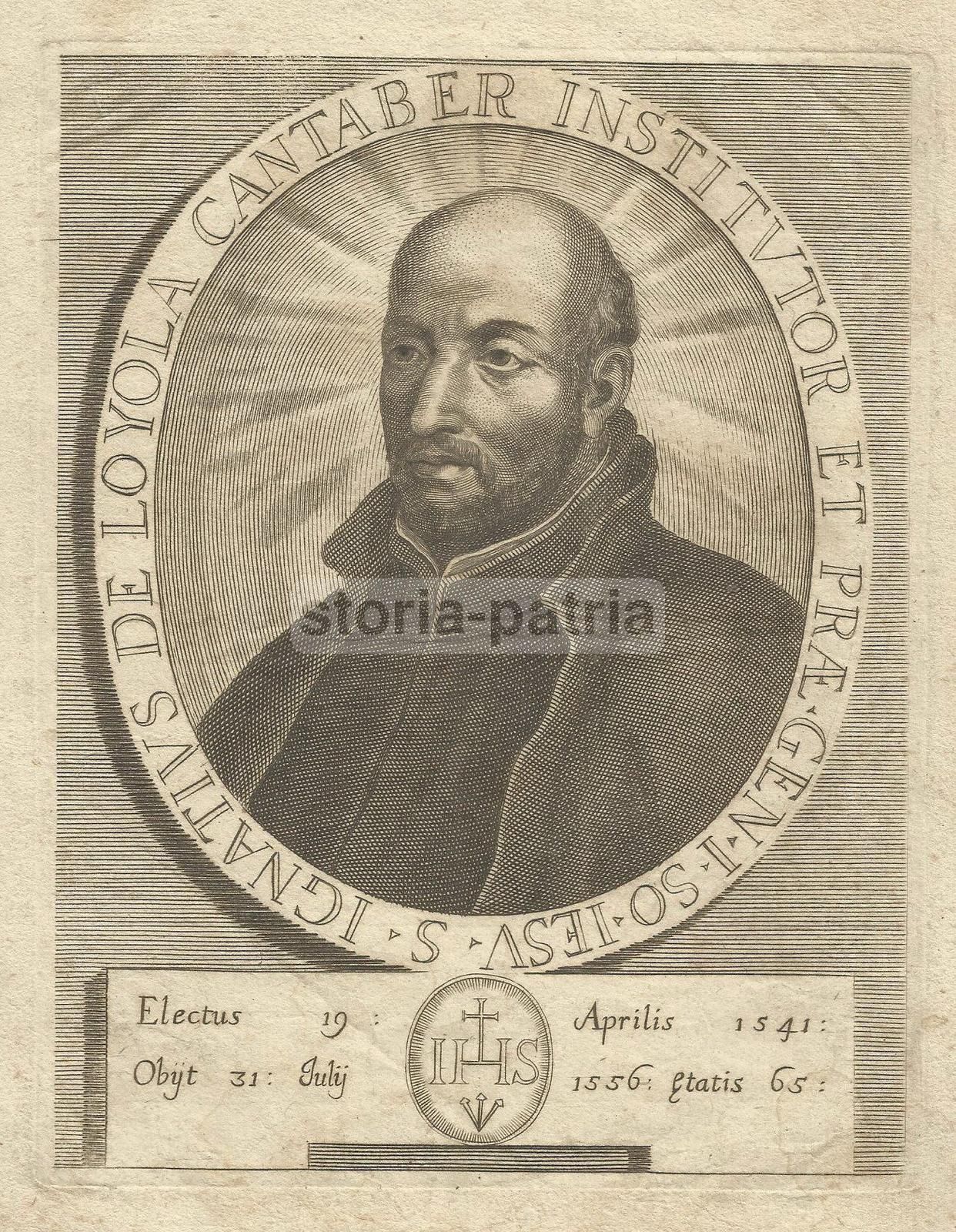 Antica Stampa Di Sant'Ignazio Di Loyola, Incisione Dei Gesuiti Del XVII Secolo