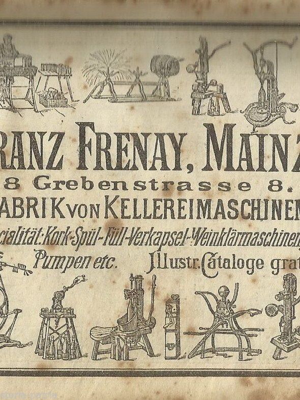 Stampa Pubblicitaria Torchi Vinicoli Frenay Hoffmann 1890 Enologia