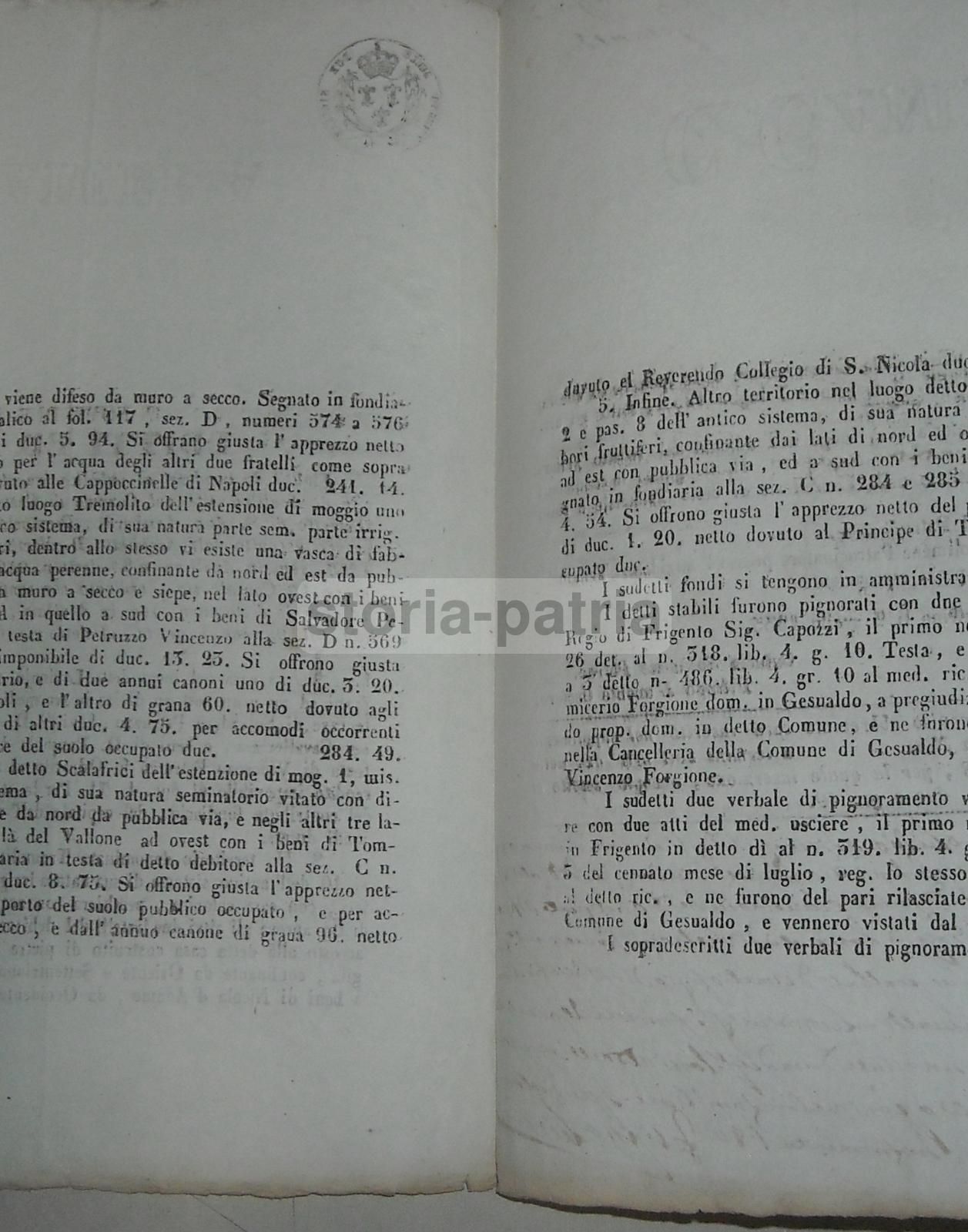 Editto 1855: Vendita Immobili A Gesualdo (Avellino), Regno Delle Due Sicilie