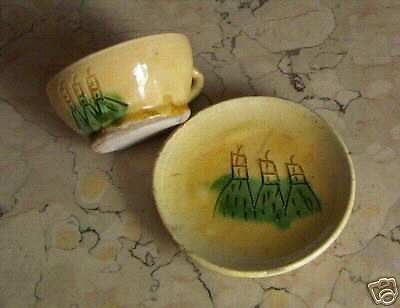 Antica Tazza Con Piattino In Maiolica Italiana Da Collezione