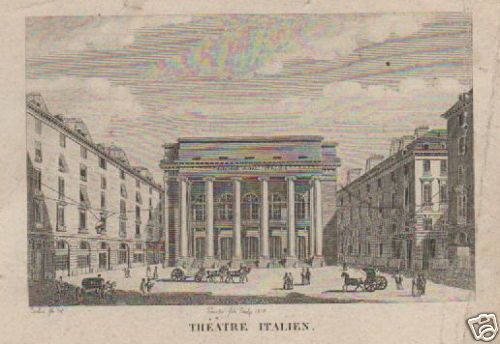 Antica Incisione Veduta Teatro Italiano 1800 Coulon Couchè
