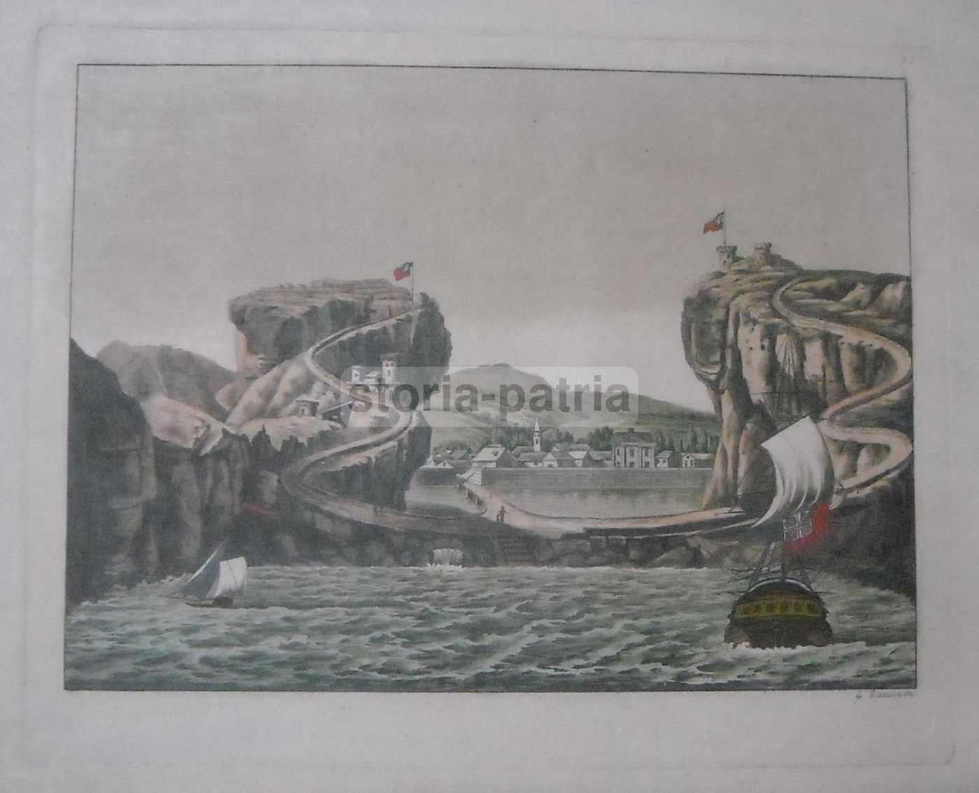 Antica Veduta Di Sant'Elena Con Velieri E Fortificazioni, Gaetano Zancon, XIX Secolo