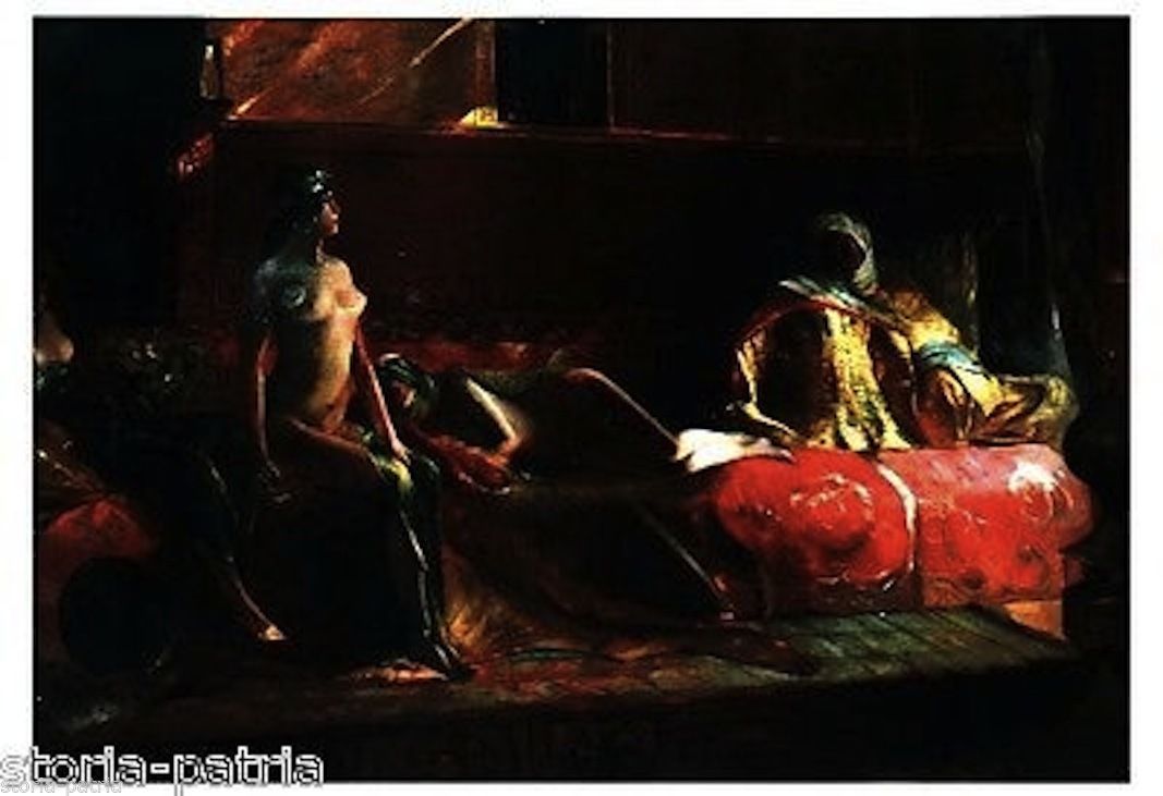 Dipinto Orientalista "Les Cherifas"   Harem, 1916, Olio Su Tela, 81x116 Cm