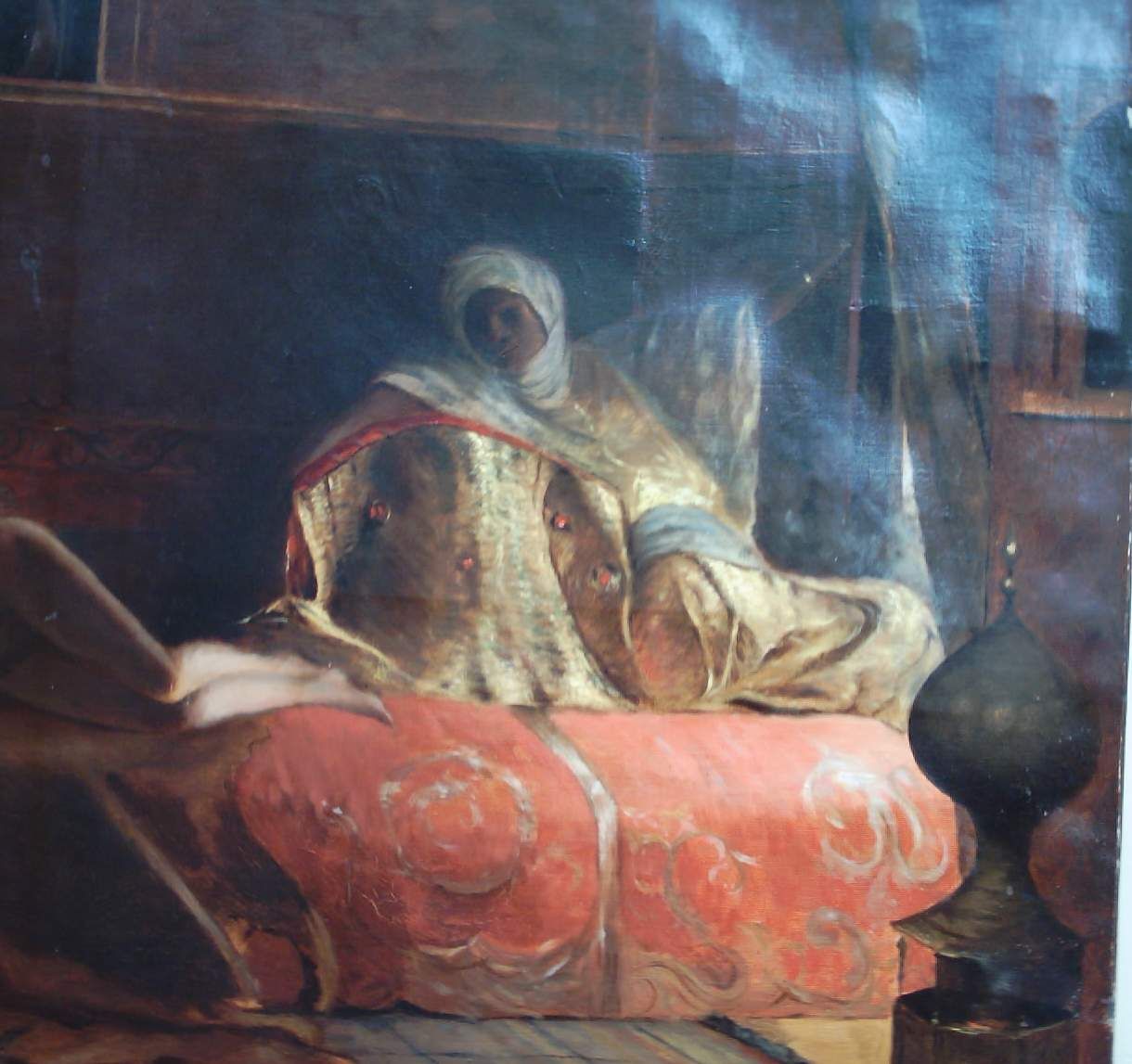 Dipinto Orientalista "Les Cherifas"   Harem, 1916, Olio Su Tela, 81x116 Cm