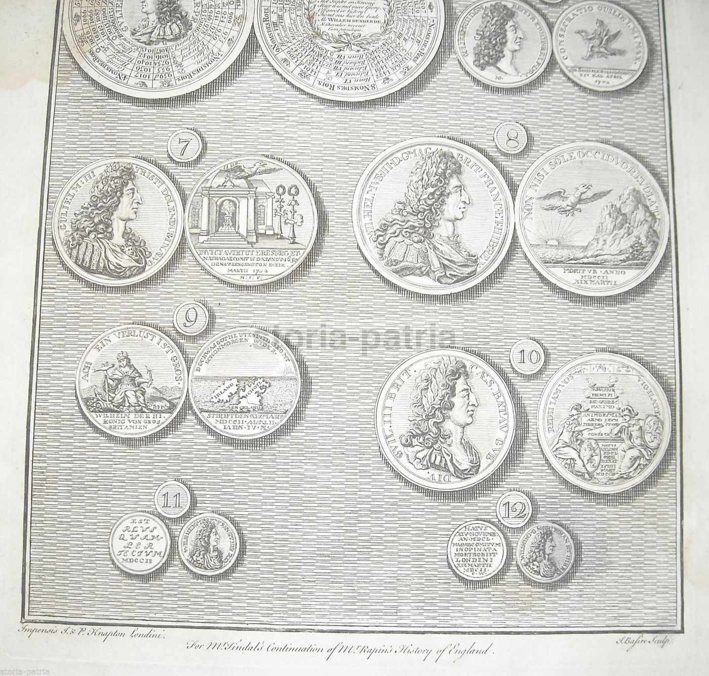 Medaglie Di Re Guglielmo III, Incisione Di I. Basire, XVIII Secolo