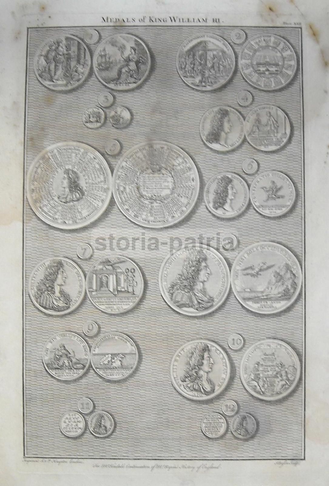 Medaglie Di Re Guglielmo III, Incisione Di I. Basire, XVIII Secolo