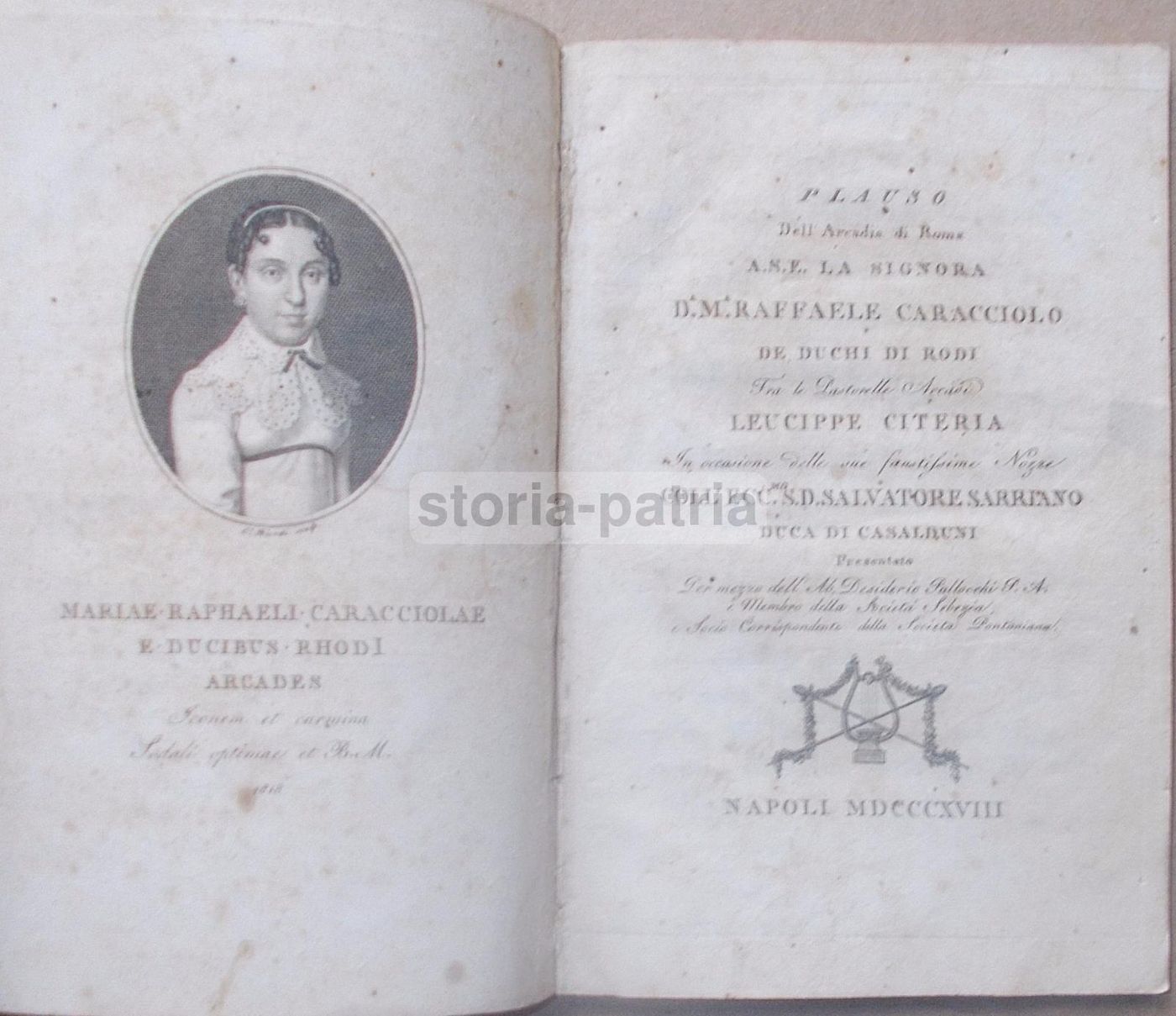 Nozze Caracciolo Sarriano 1818 Araldica Nobiltà Napoletana