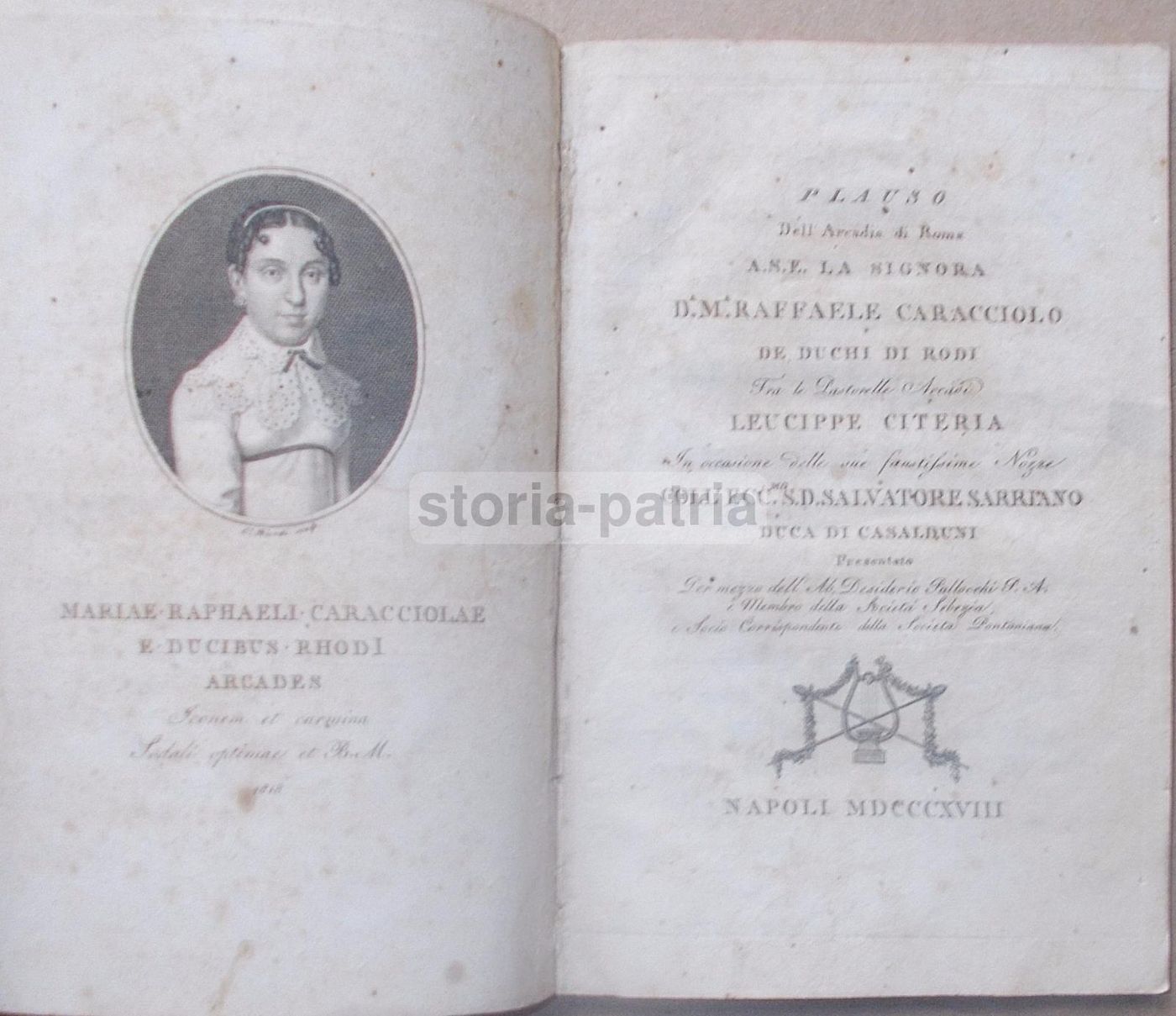 Nozze Caracciolo Sarriano 1818 Araldica Nobiltà Napoletana