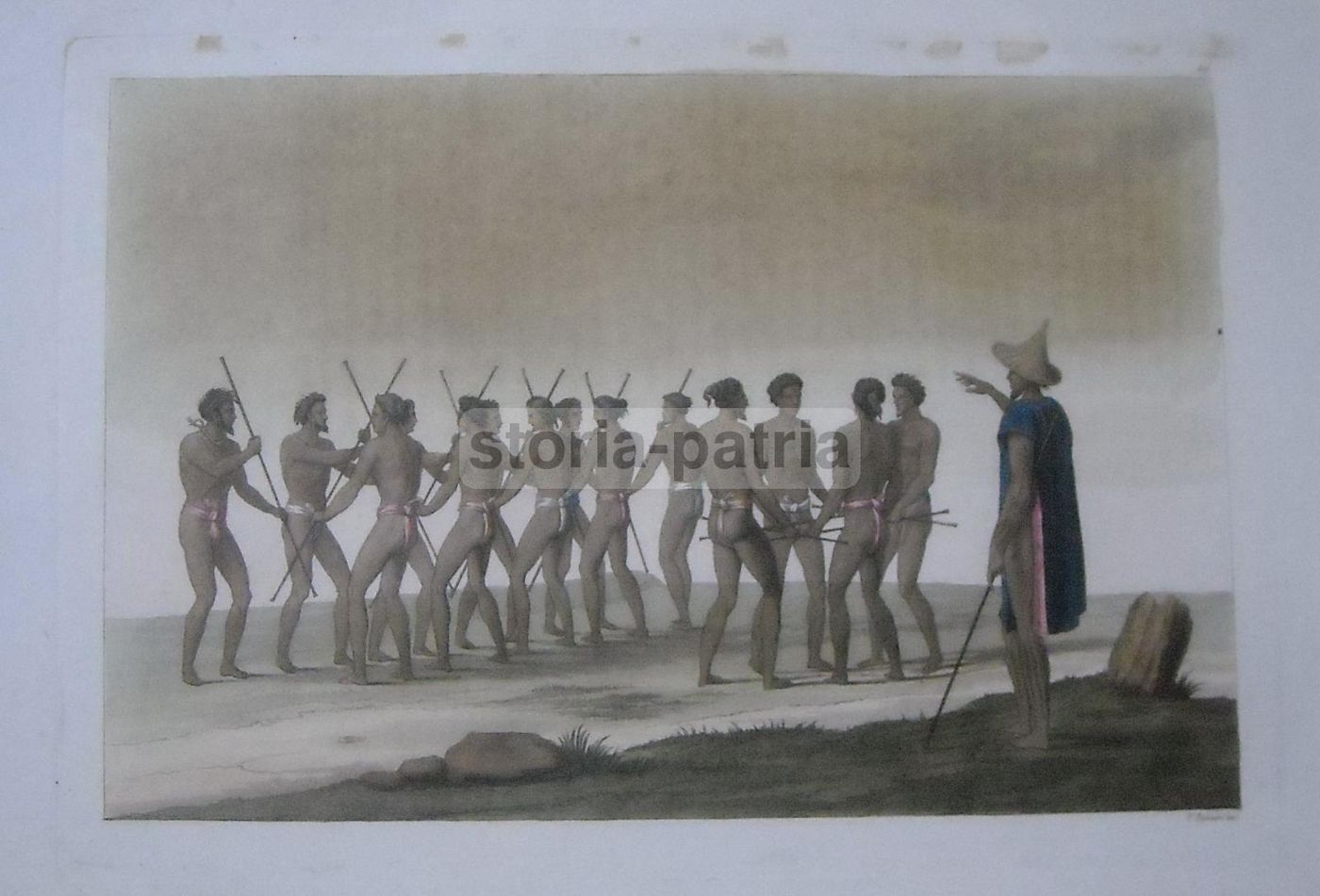 Incisione Antica: Isole Caroline, Micronesia. Danza Folklorica, Raineri