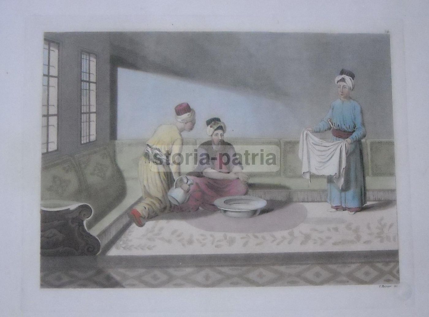 Antica Incisione Abluzione Asiatica V. Raineri Acquaforte 800