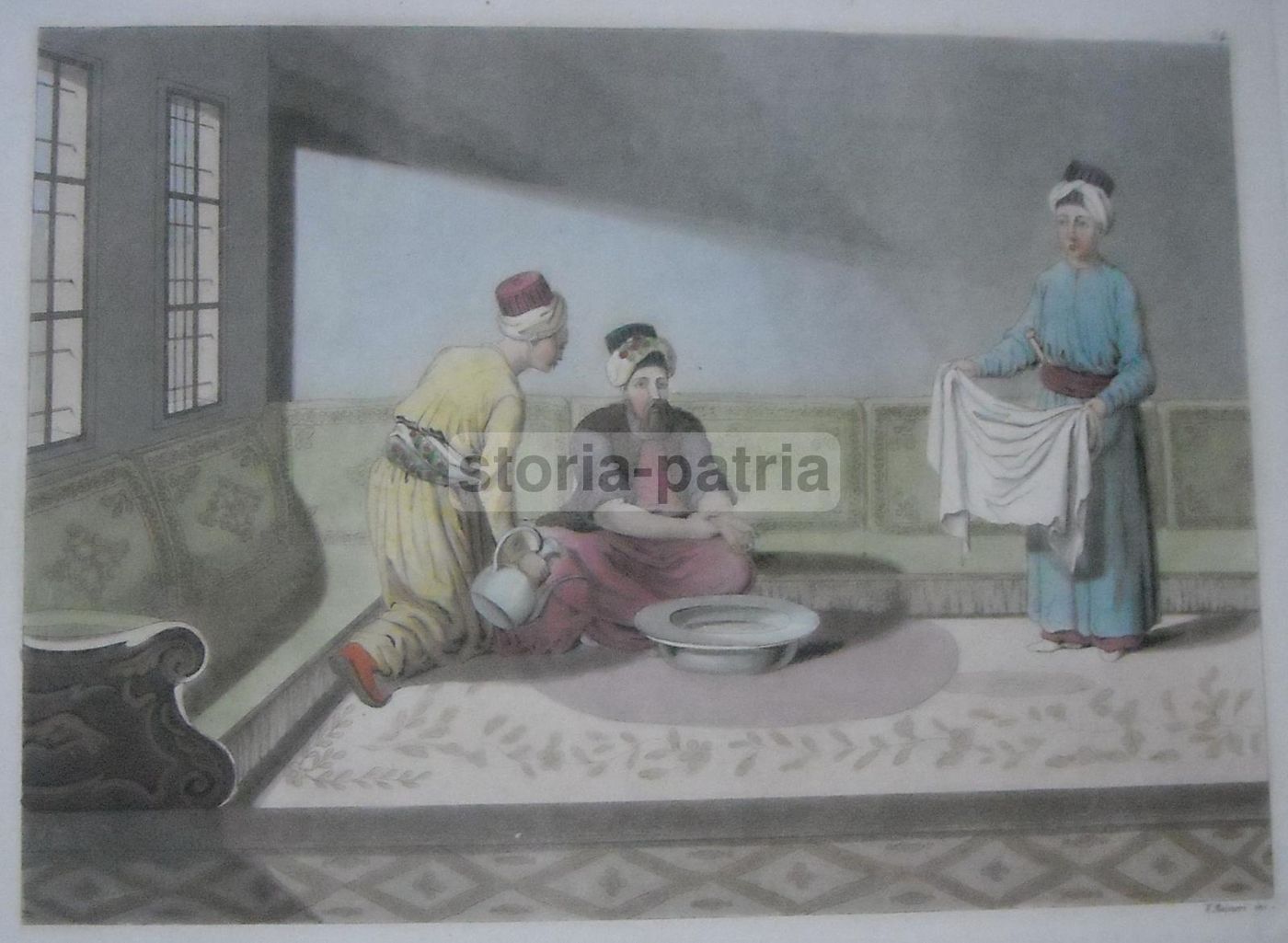 Antica Incisione Abluzione Asiatica V. Raineri Acquaforte 800