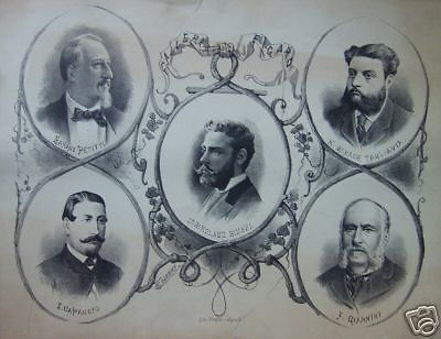 Stampa Antica Personaggi Napoletani '800: Petitti, Capaccio, Giussi