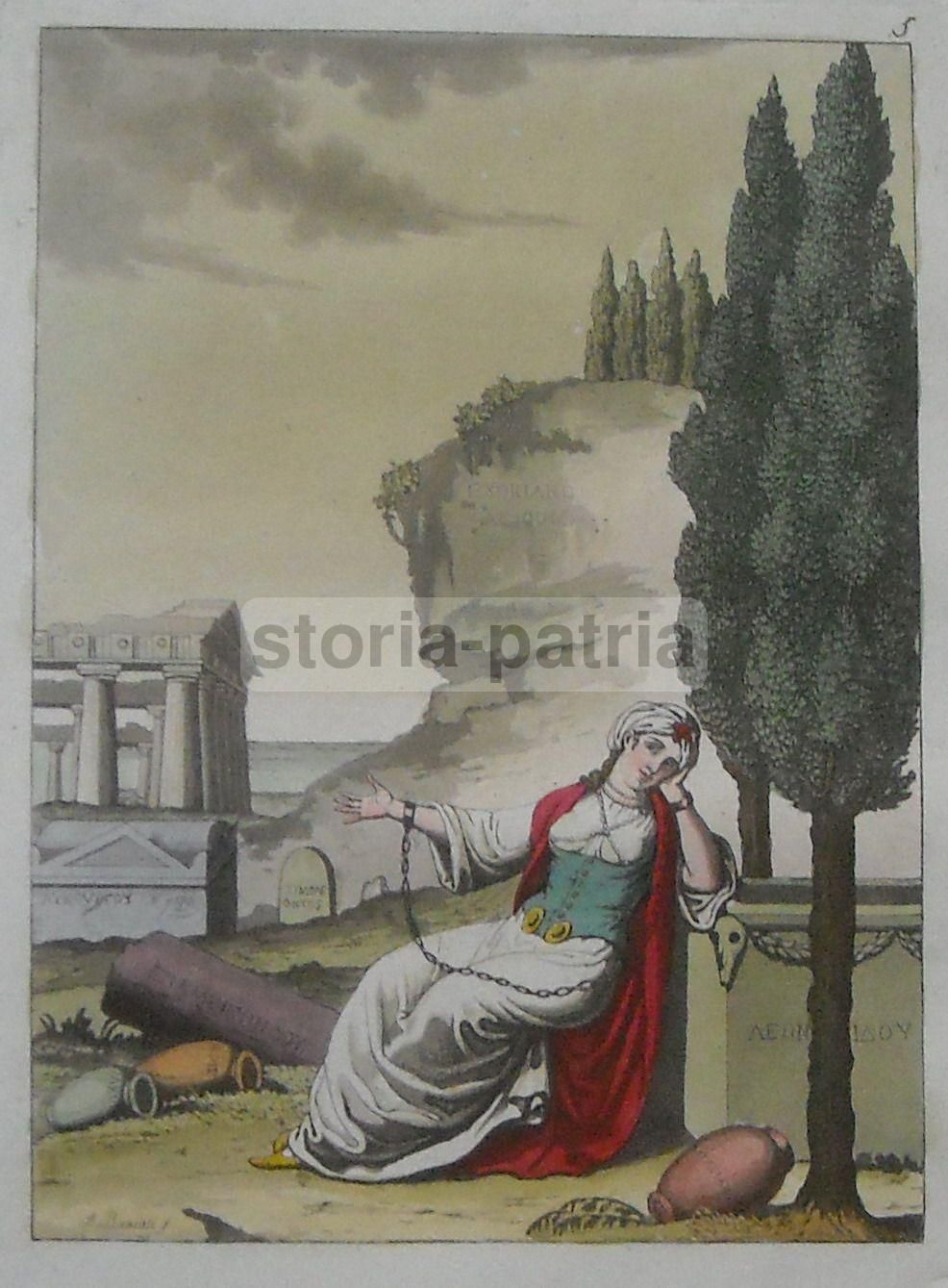 Veduta Con Tempio Greco, Incisione Di A. Rancati, XIX Secolo