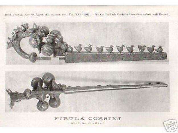 Fibula Corsini E Templum Coeleste Degli Etruschi, Milani 1912 Illustrato