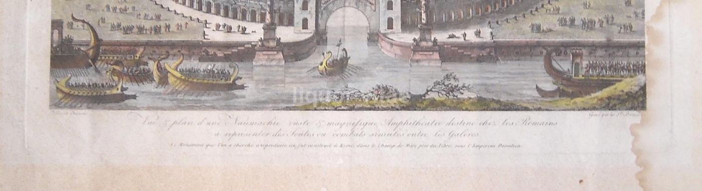 Naumachia Romana, Antica Incisione All'Acquaforte Di Berteaux, XVIII Secolo
