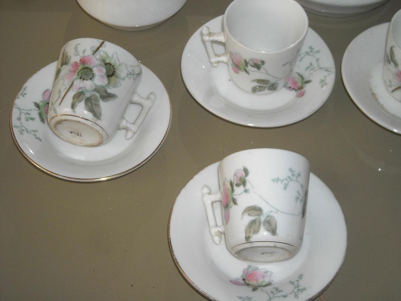Servizio Da Caffè Antico In Porcellana Decorato Floreale Liberty