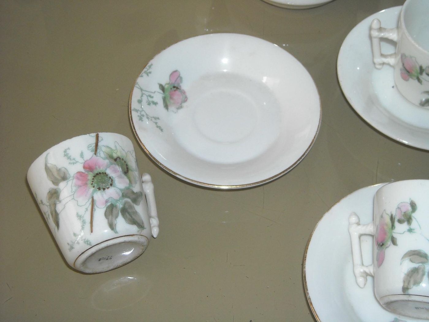 Servizio Da Caffè Antico In Porcellana Decorato Floreale Liberty