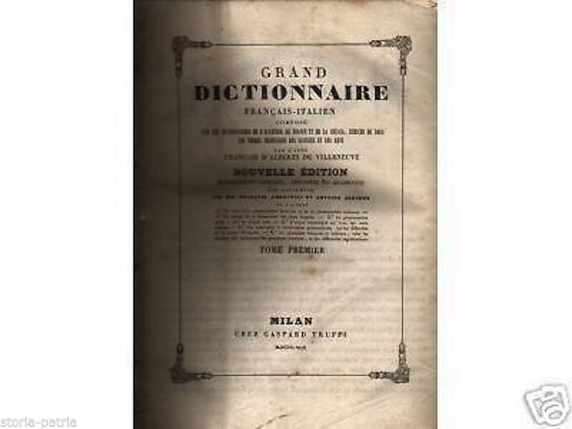 Dizionario Francese Italiano Di François d'Alberti De Villeneuve, Milano, 1842