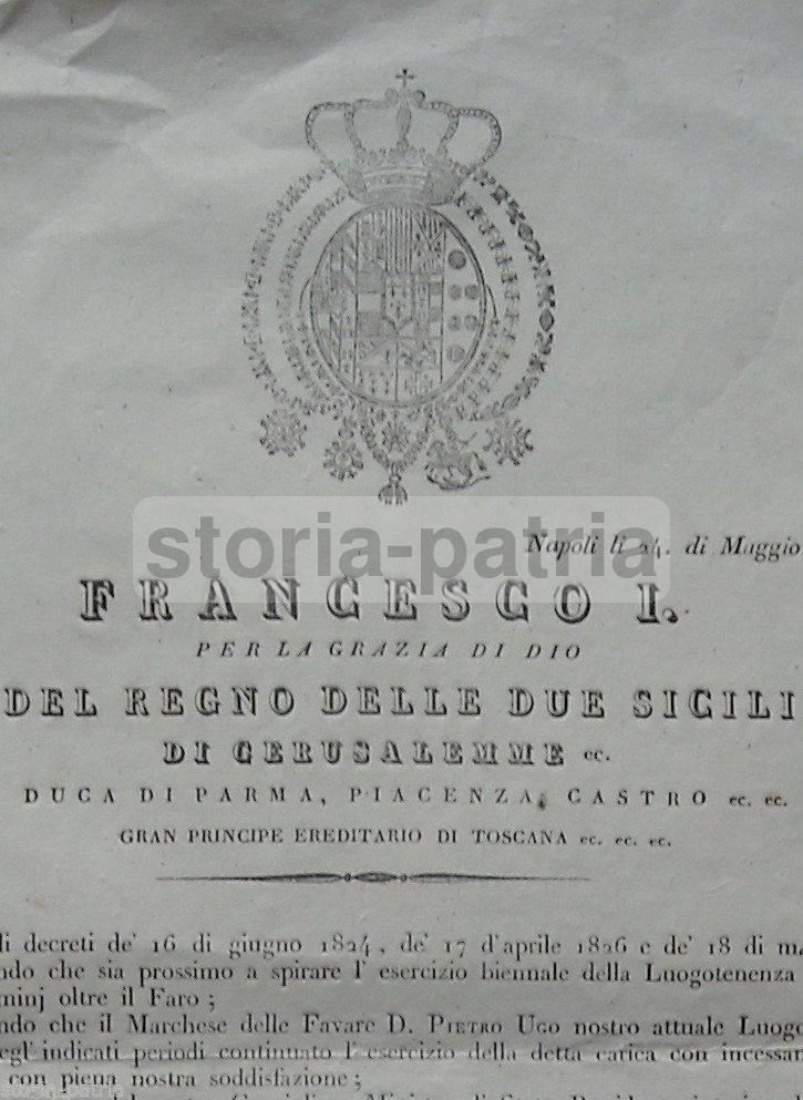 Editto Borbonico, 1828. Francesco I, Abolizione Cariche Di Polizia