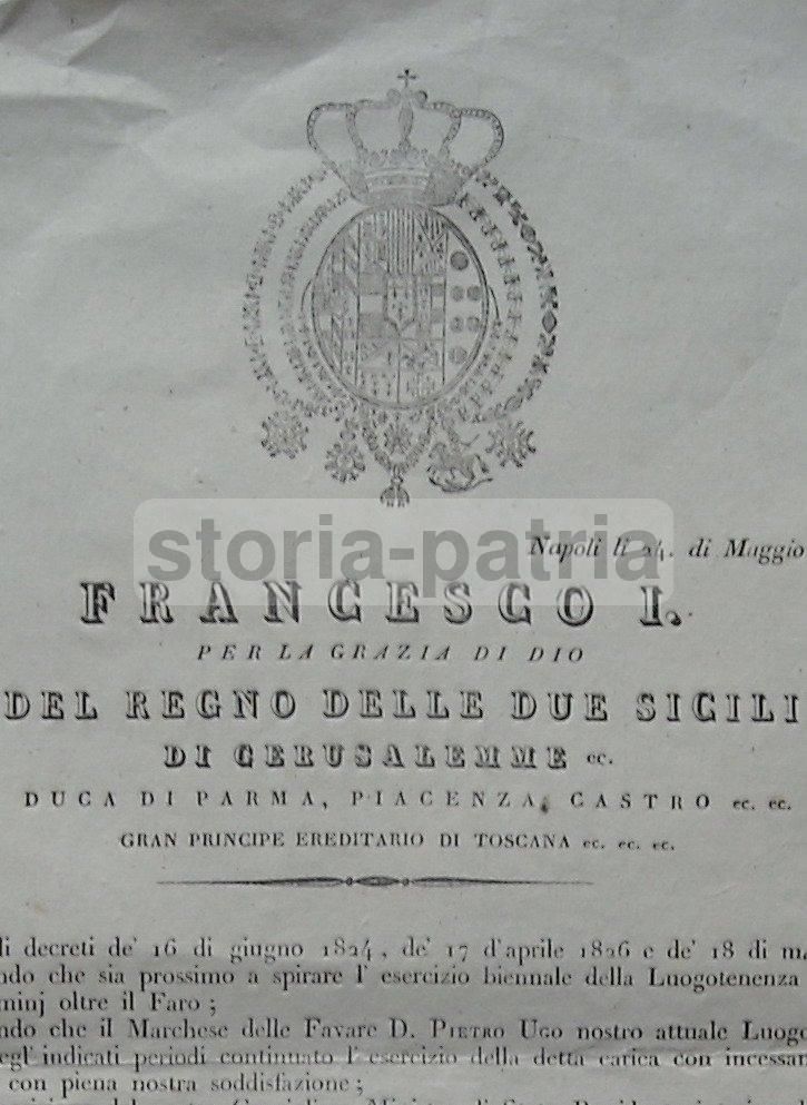 Editto Borbonico, 1828. Francesco I, Abolizione Cariche Di Polizia