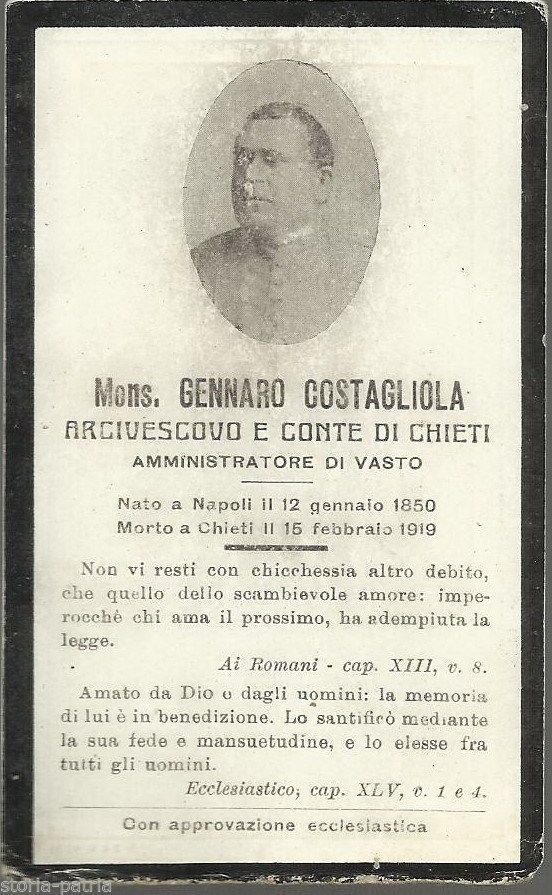 Luttino Mons. Gennaro Costagliola Arcivescovo Chieti 1919