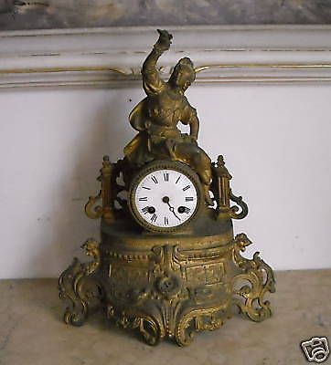 Orologio Da Tavolo Antico Dell'Ottocento Con Figura Femminile Da Restaurare